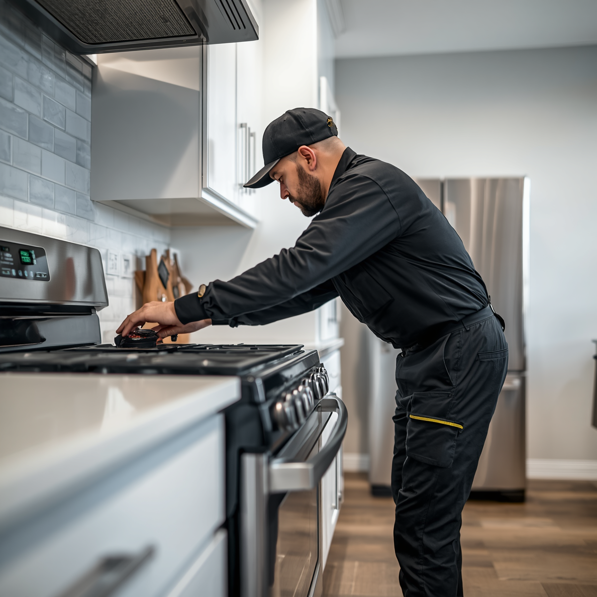 Licensed appliance repair technician servicing a gas stove in London Ontario — Wazy Appliance Repair